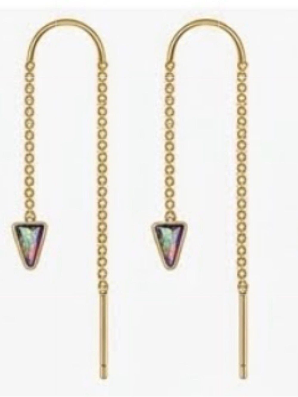 🆕Gold Plated 925 Iridescent Triangle Threader Earrings